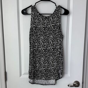 Old Navy Luxe Sleeveless Black and White Animal Print Top Medium